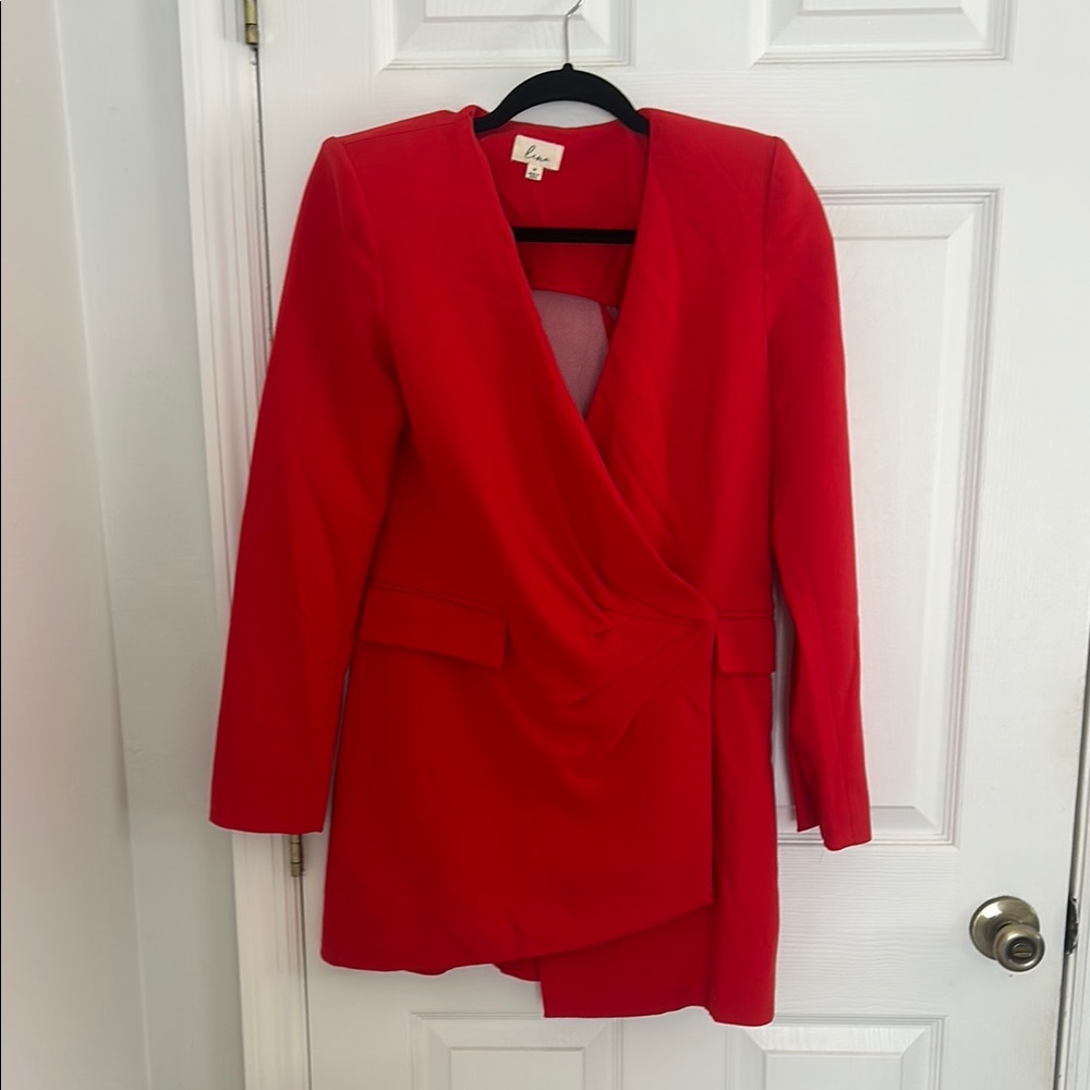 Elegant Red Women's Blazer Dress
